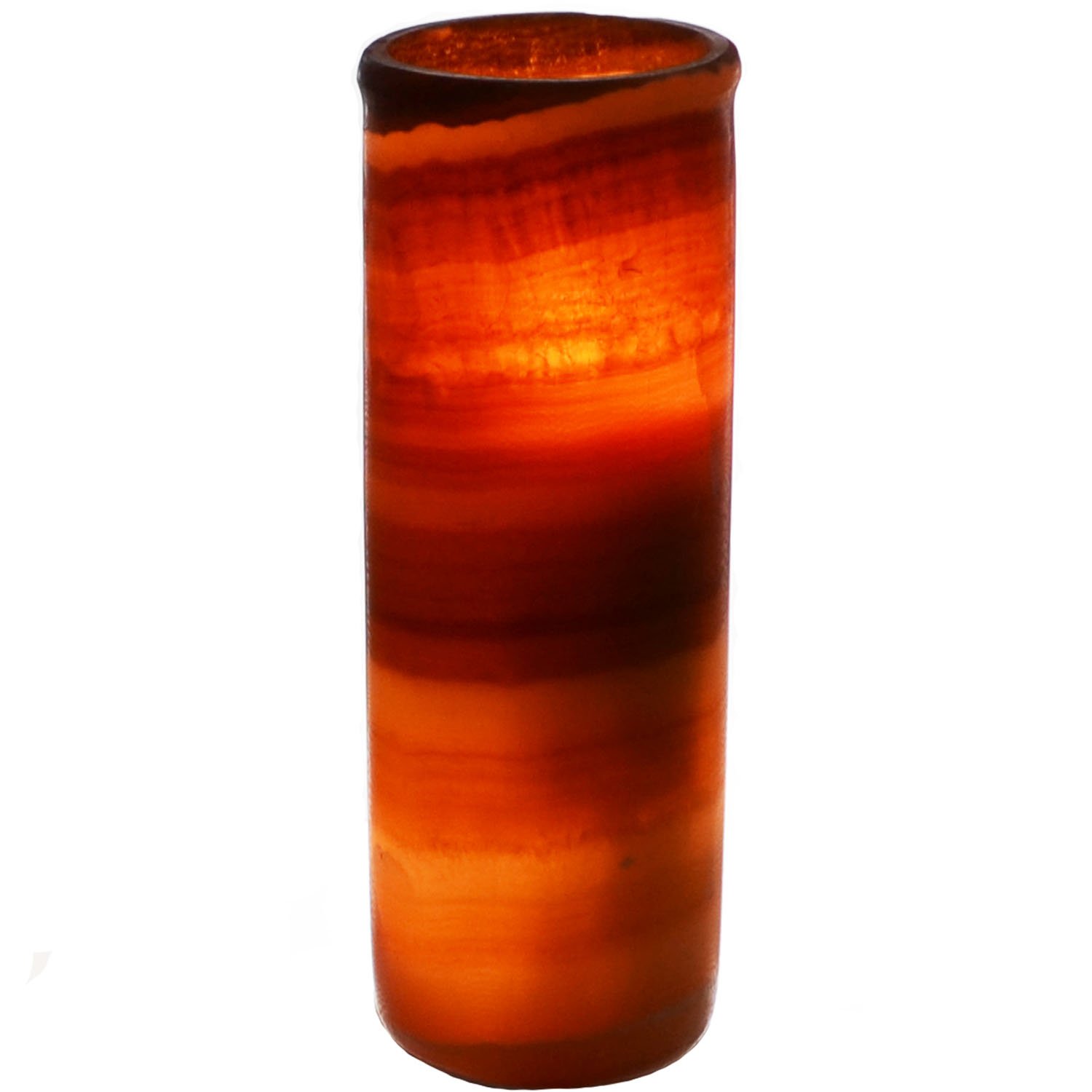 Handmade Alabaster Cylinder Candle Lamp - 12 Inch Large Size for Home Decor, Wedding Centerpieces & Meditation Spaces