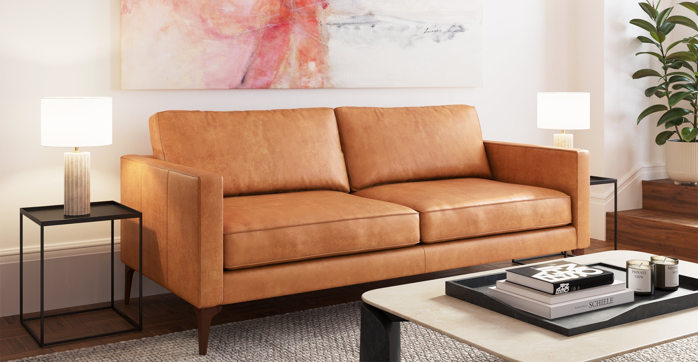 Premium Mateo Genuine Leather Sofa - Modern Luxury Living Room Furniture for Home & Office - Comfortable & Durable Leather Couch for Relaxing, Entertaining & Stylish Decor