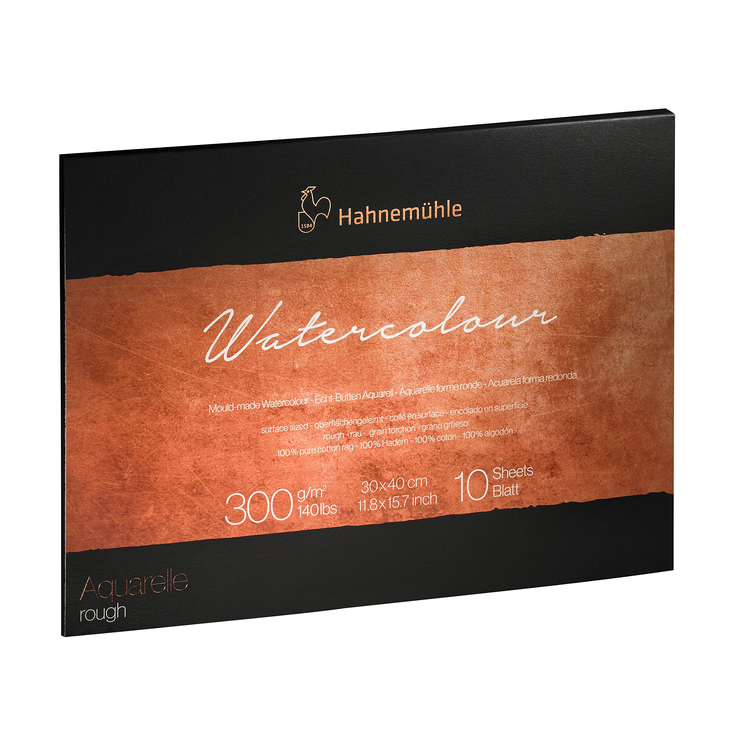 Hahnemuhle Watercolor Paper Block 300gsm - 11.8x15.7 Inches Rough Texture for Professional Artists | Perfect for Watercolor Painting, Sketching & Mixed Media Art