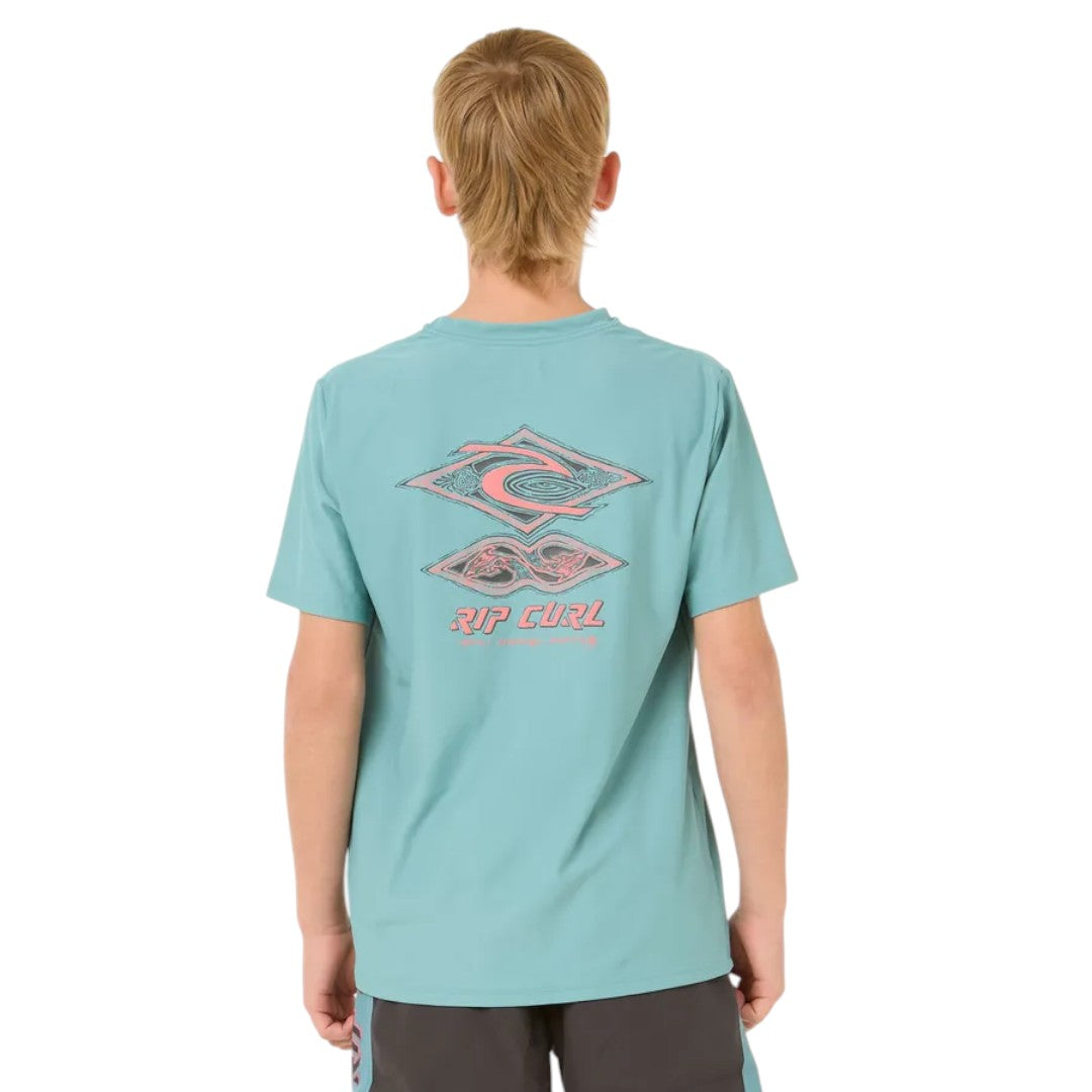 Rip Curl Raw Energy Short Sleeve Rash Vest for Boys - UV Protection Swim Shirt for Surfing, Swimming & Beach Activities