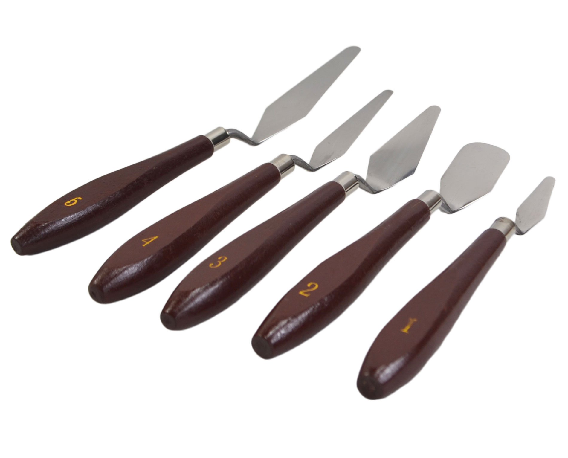 5-Piece Artist Palette Knife Set - Wooden Handle Painting Spatulas for Acrylic & Watercolor - Perfect for Canvas Art, Texture Creation & Oil Painting Techniques