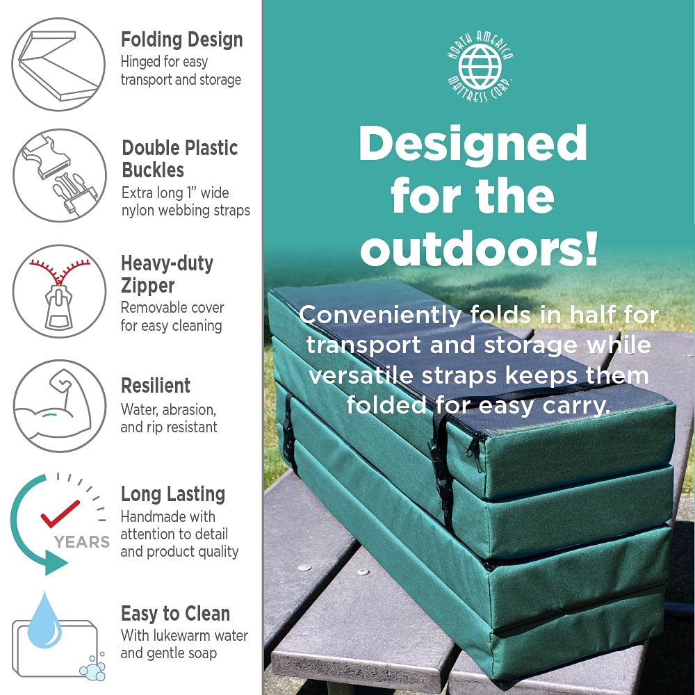 6ft Outdoor Picnic Bench Seat Cushion Set (2-Piece) - 72