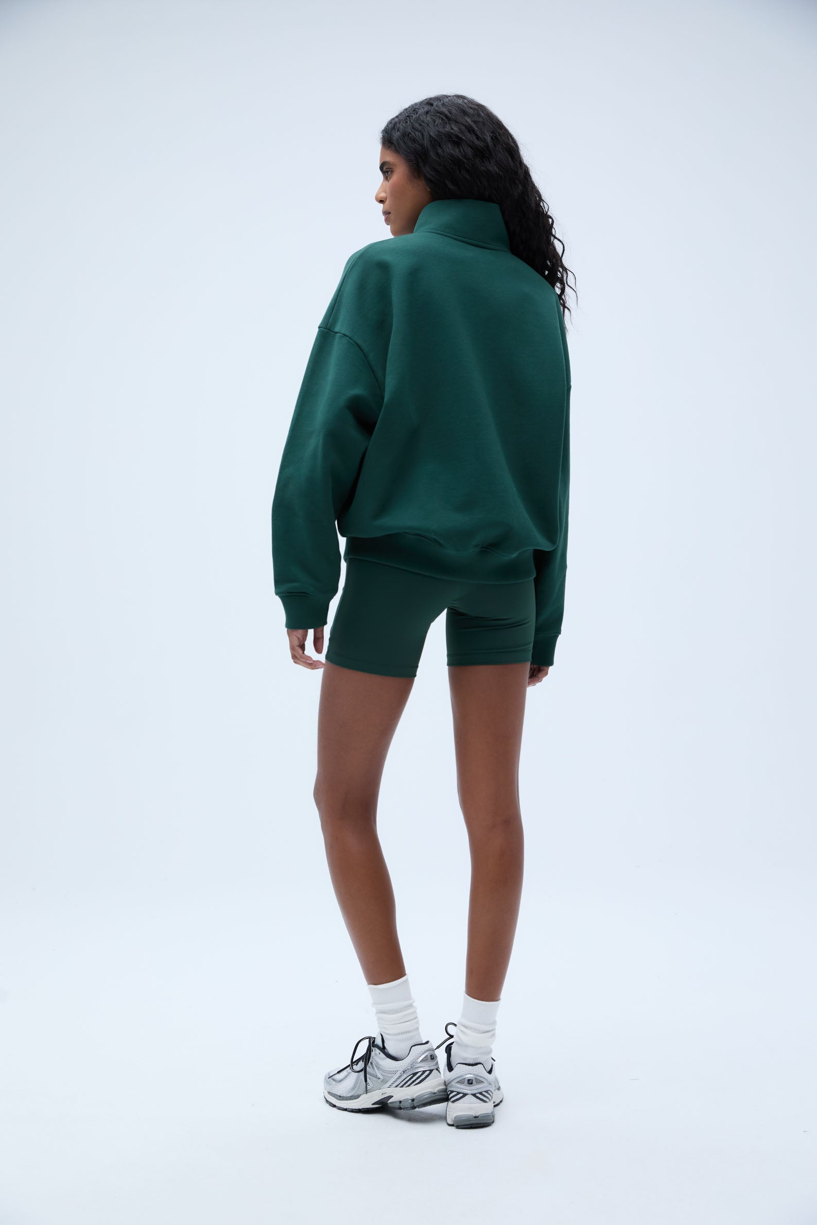 Oversized Funnel Neck Full Zip Sweatshirt for Runners - Pine Green | Comfortable Athletic Hoodie for Jogging, Gym & Casual Wear