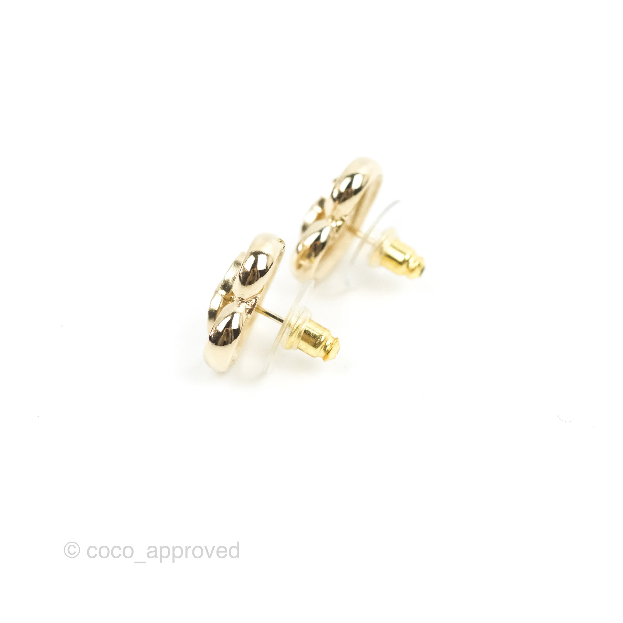 Chanel CC Crystal Heart Shape Earrings Gold Tone 23C - Elegant Fashion Jewelry for Women, Perfect for Parties, Weddings & Special Occasions