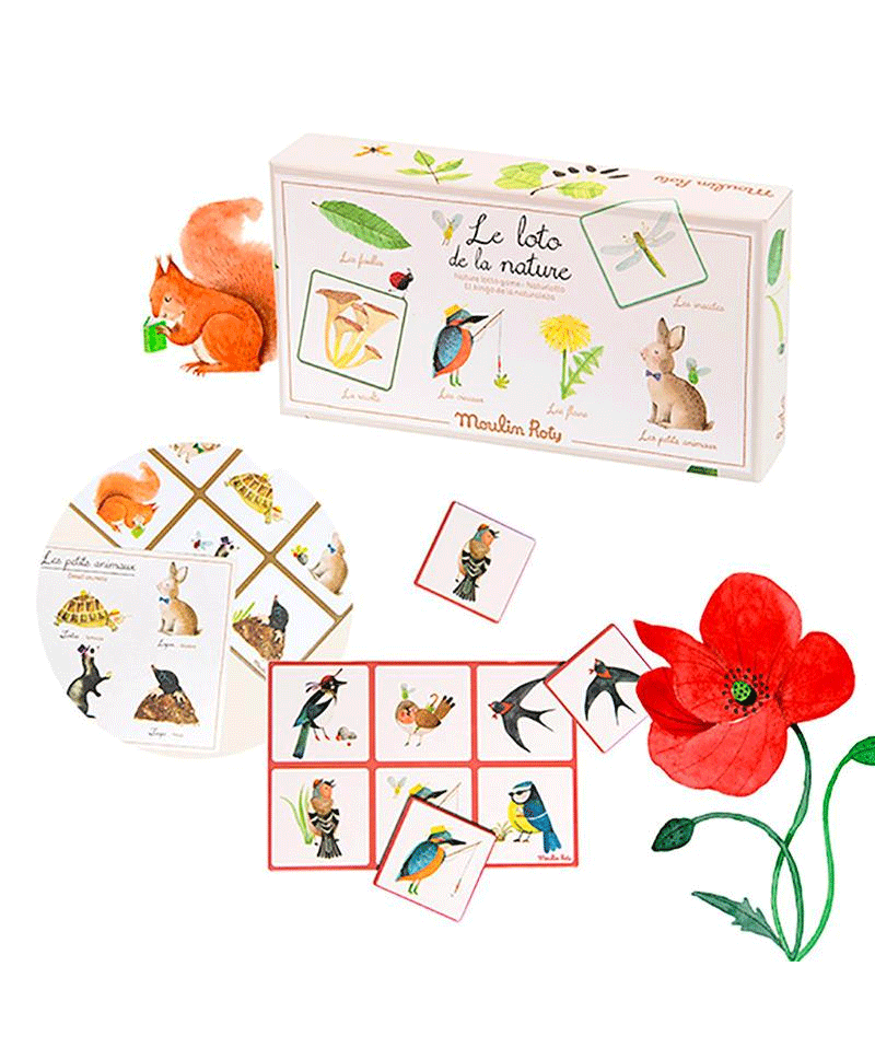 Moulin Roty Le Jardin Lotto Game - French Wooden Memory Matching Game for Kids | Perfect for Family Game Night & Preschool Learning Activities