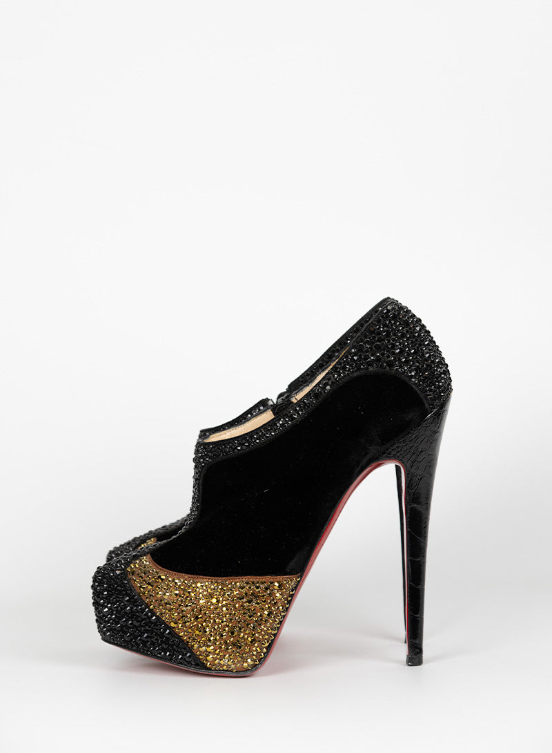 Christian Louboutin Black Décolléte Shoes with Swarovski Crystals - Size 36 | Luxury Women's Heels for Evening Parties & Special Occasions