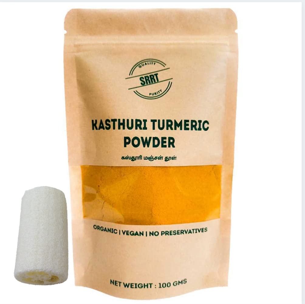 Organic Kasthuri Turmeric Powder for Skin Care, Natural Bath Scrub & Face Mask - Glow Boosting, Anti-Aging & Exfoliating | Perfect for DIY Beauty Treatments & Ayurvedic Skincare Rituals