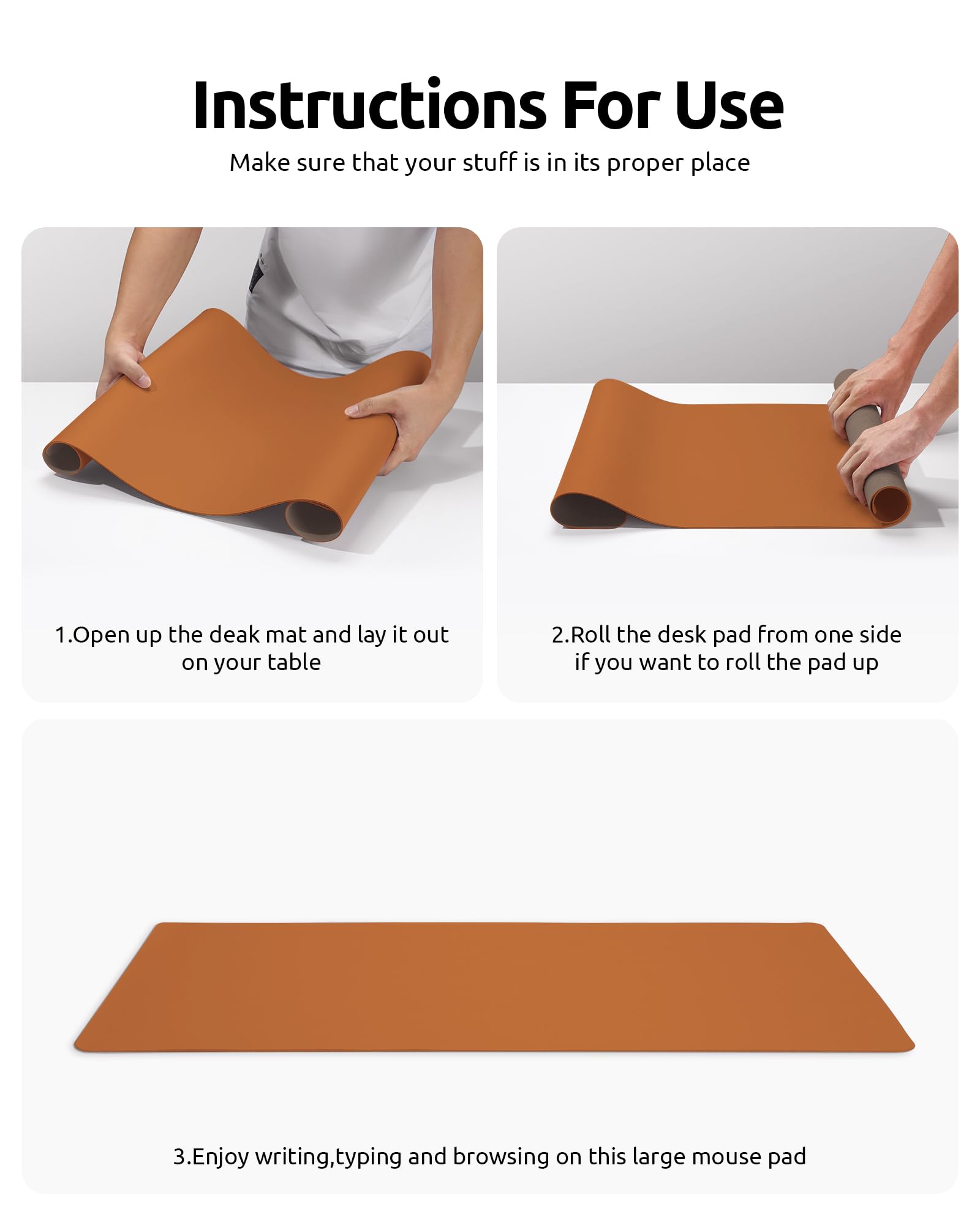 YSAGi Large Desk Pad Protector - Non-Slip PU Leather Waterproof Mouse Mat & Laptop Desk Blotter for Office, Home, Gaming (23.6