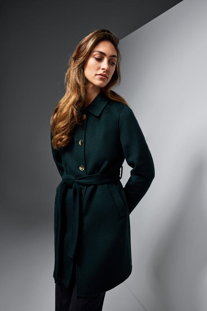Remi Coat - Premium Bottle Green Double Faced Wool Coat for Women | Warm Winter Outerwear for Office, Travel & Formal Occasions