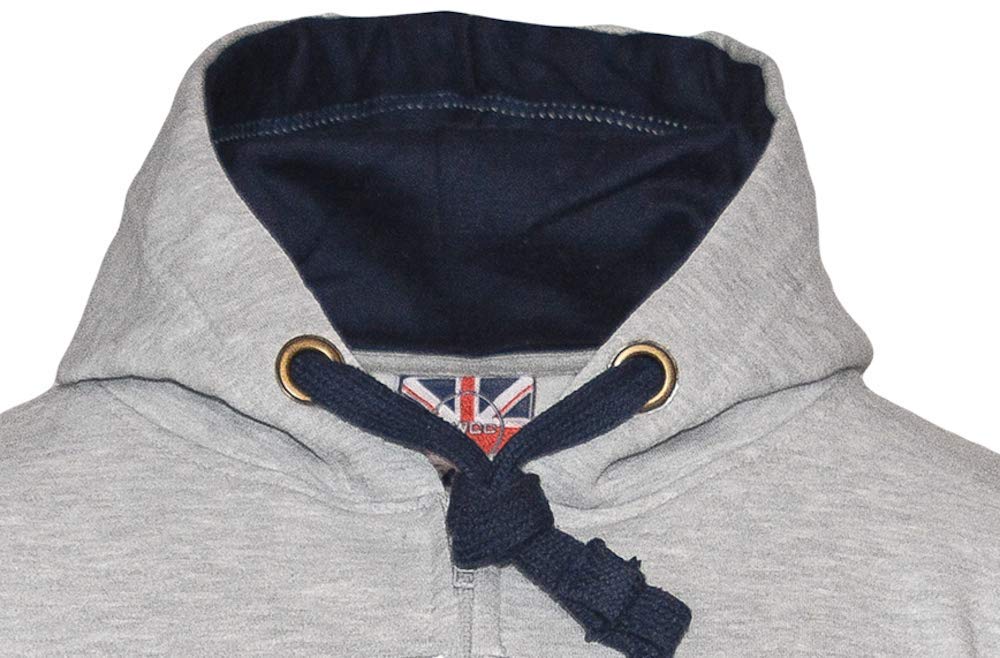 LE129ZGN Unisex London England Zipped Hoodie - Grey & Navy Hooded Sweatshirt (XS-2XL) | Streetwear Fashion, Casual Wear, Travel Outfit