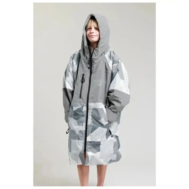 Kids Waterproof After Swim Robe - Camo Print Unisex Hard Shell Bathrobe for Pool, Beach & Outdoor Activities