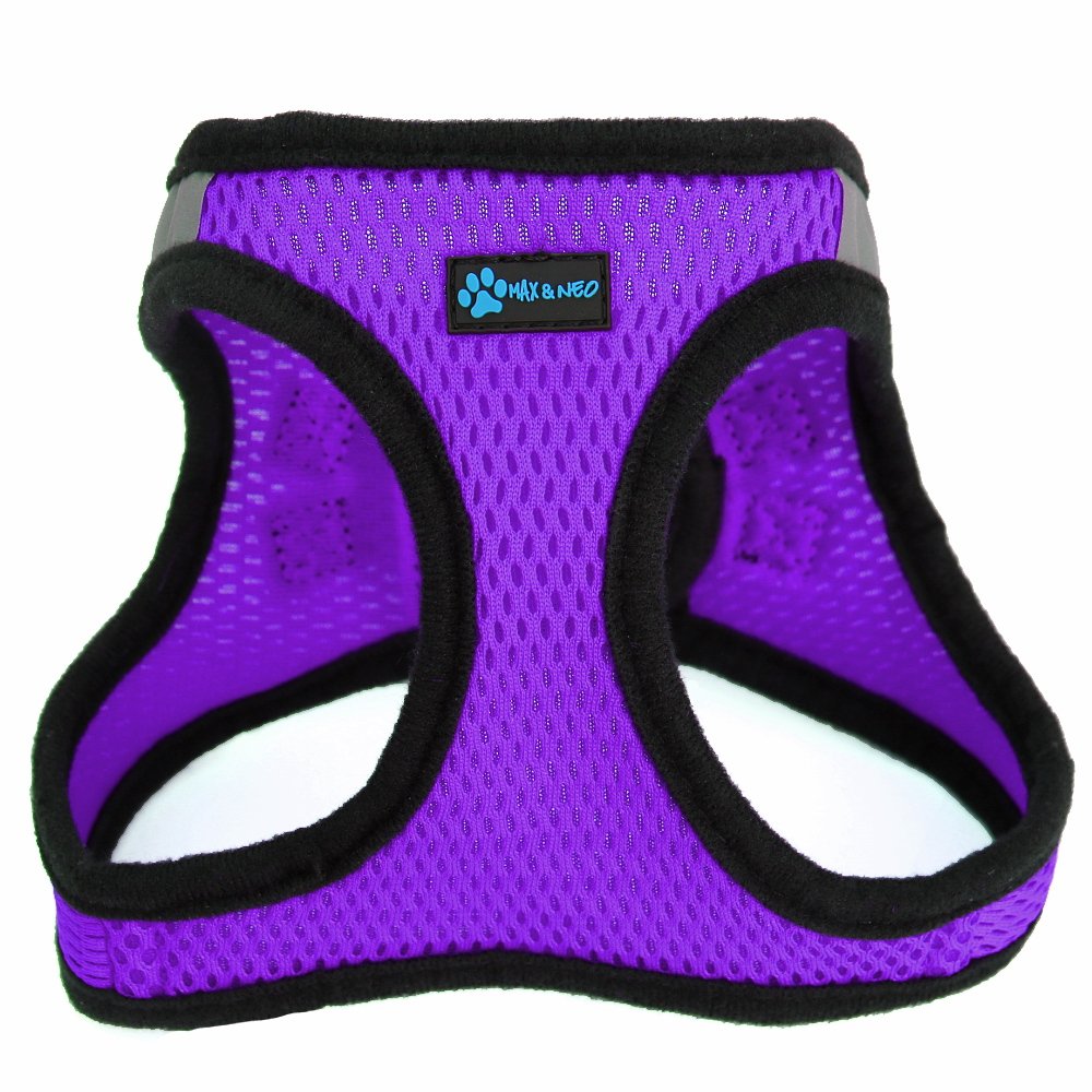 Max & Neo Nanu Small Dog Reflective Harness - Purple Pet Safety Vest for Small Breeds | Supports Dog Rescues with Every Purchase | Perfect for Night Walks & Outdoor Adventures