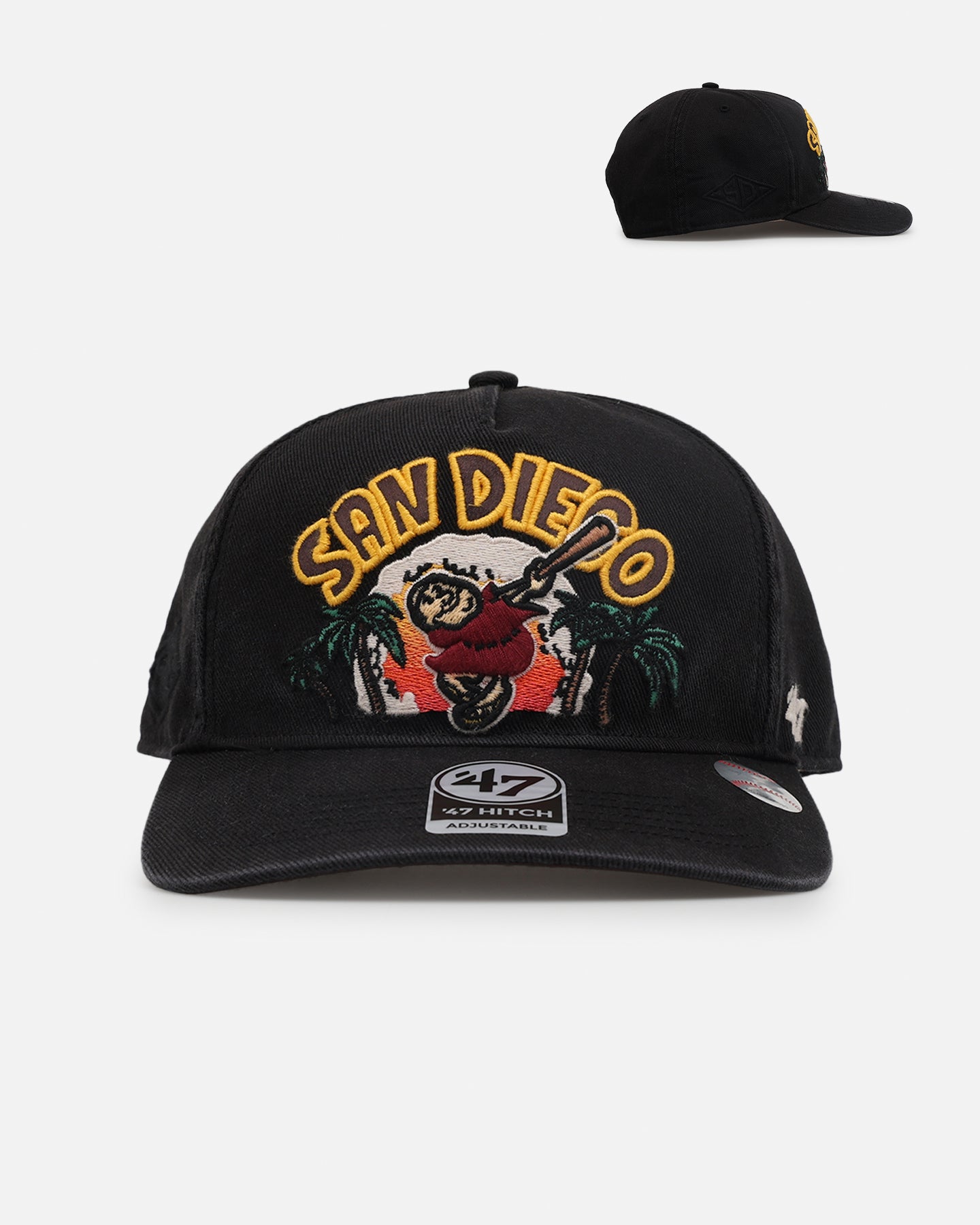 47 Brand San Diego Padres MLB Trophy Case Snapback Hat - Adjustable Hitch Back Closure - Black Baseball Cap for Men & Women - Perfect for Games, Fan Gear & Streetwear Fashion