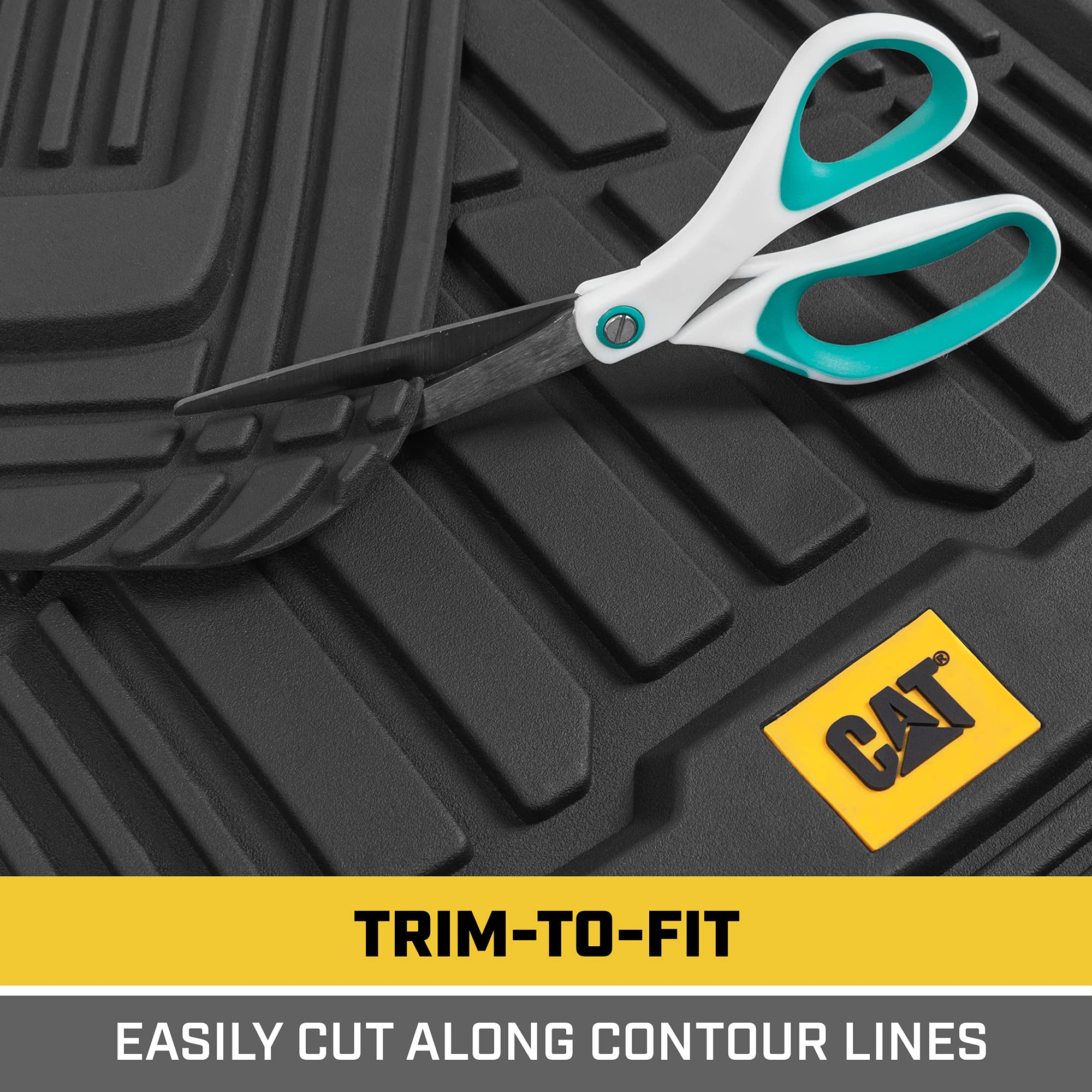 **Cat® ToughRide Heavy Duty Rubber Floor Mats & Cargo Liner for Car, SUV, Van, Sedan – All Weather, Trim-to-Fit, Deep Dish Design – Perfect for Off-Road, Work Trucks & Family Vehicles**
