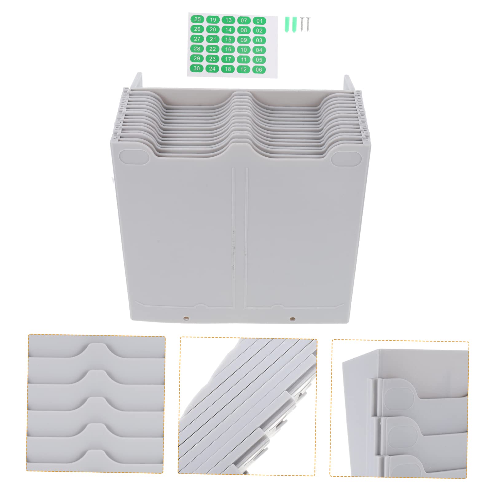 STOBOK Wall Mounted Retractable Time Card Holder - 30 Pocket Slots for Office, Warehouse & Storage Organization - Perfect for Attendance Tracking, Wedding Cards & Document Display