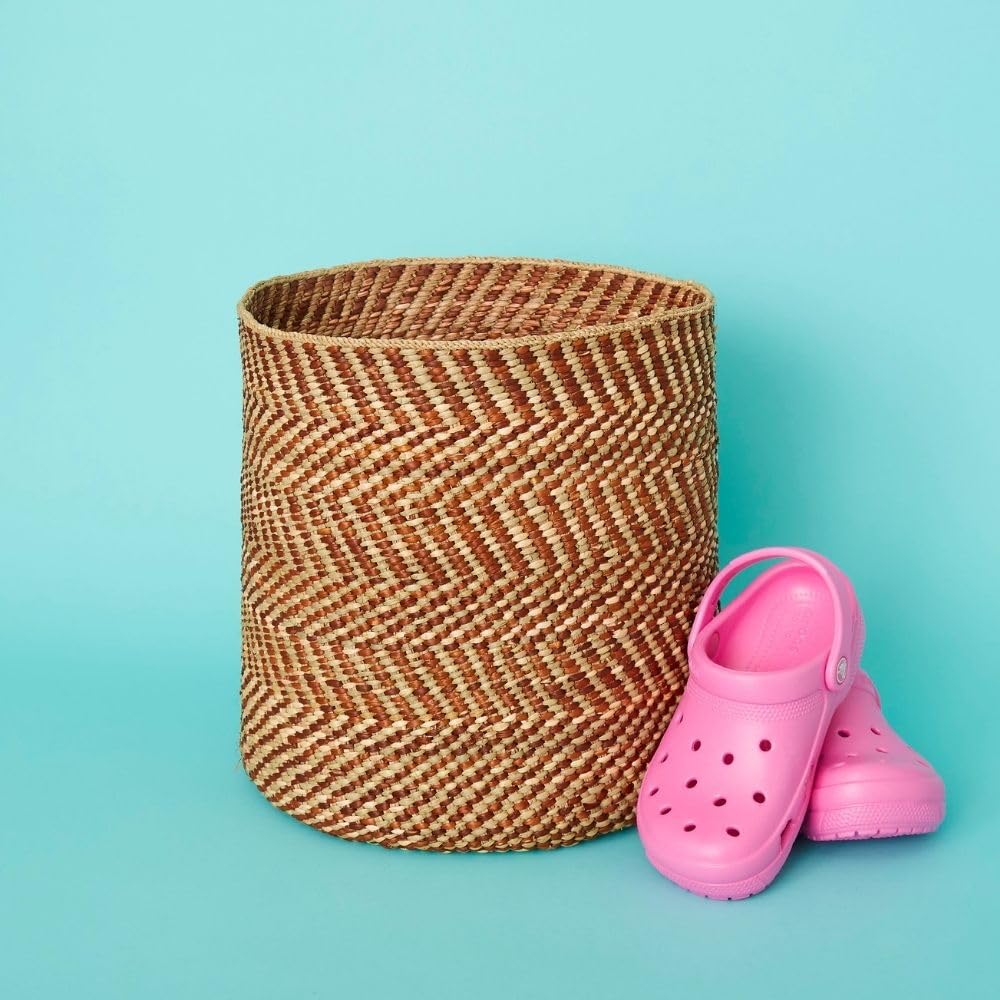 Brown Iringa Woven Storage Basket Set - Indoor Planter & Toy Organizer for Home Decor, Nursery, and Playroom Organization