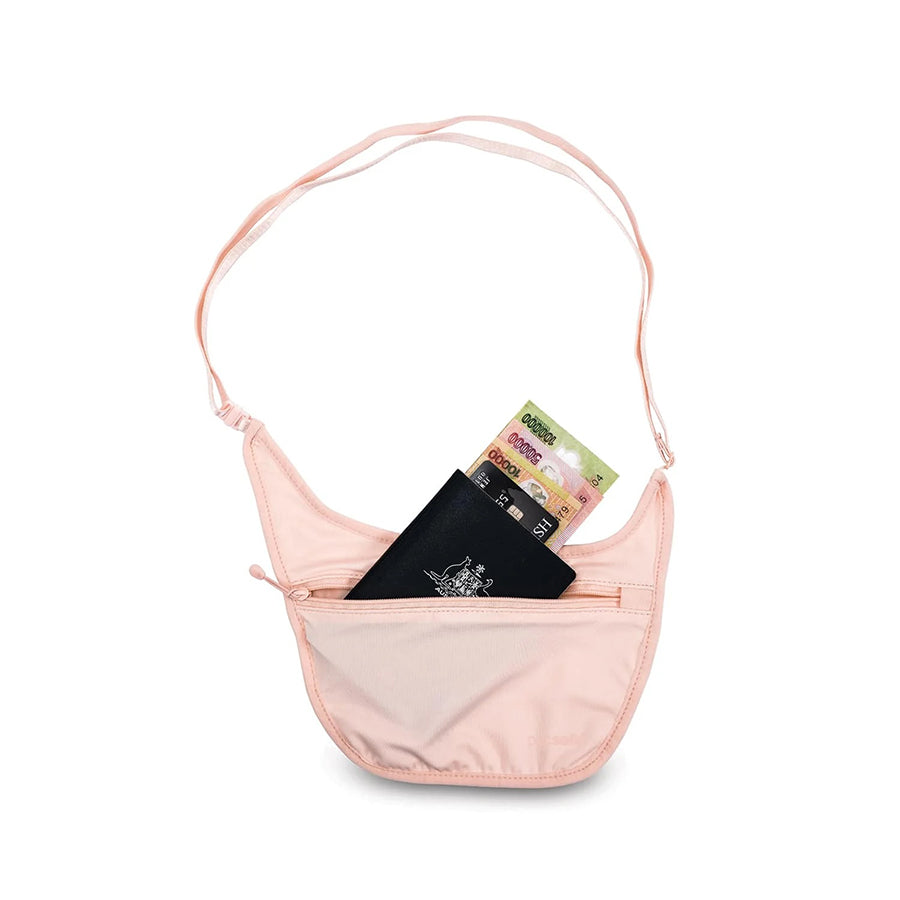 PACSAFE Coversafe S80 RFID Blocking Secret Body Wallet - Orchid Pink | Secure Travel Money Belt for Women & Men | Perfect for Vacations, Commuting & Daily Use