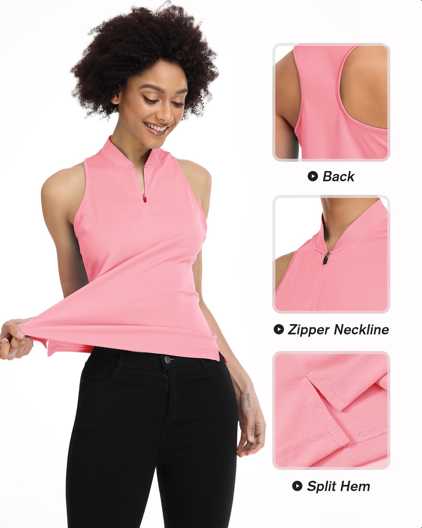**Women's Sleeveless Golf Shirt - V Neck Racerback Polo Top - Moisture Wicking & Quick Dry Tennis T-Shirt for Ladies - Perfect for Golf, Tennis & Outdoor Sports**