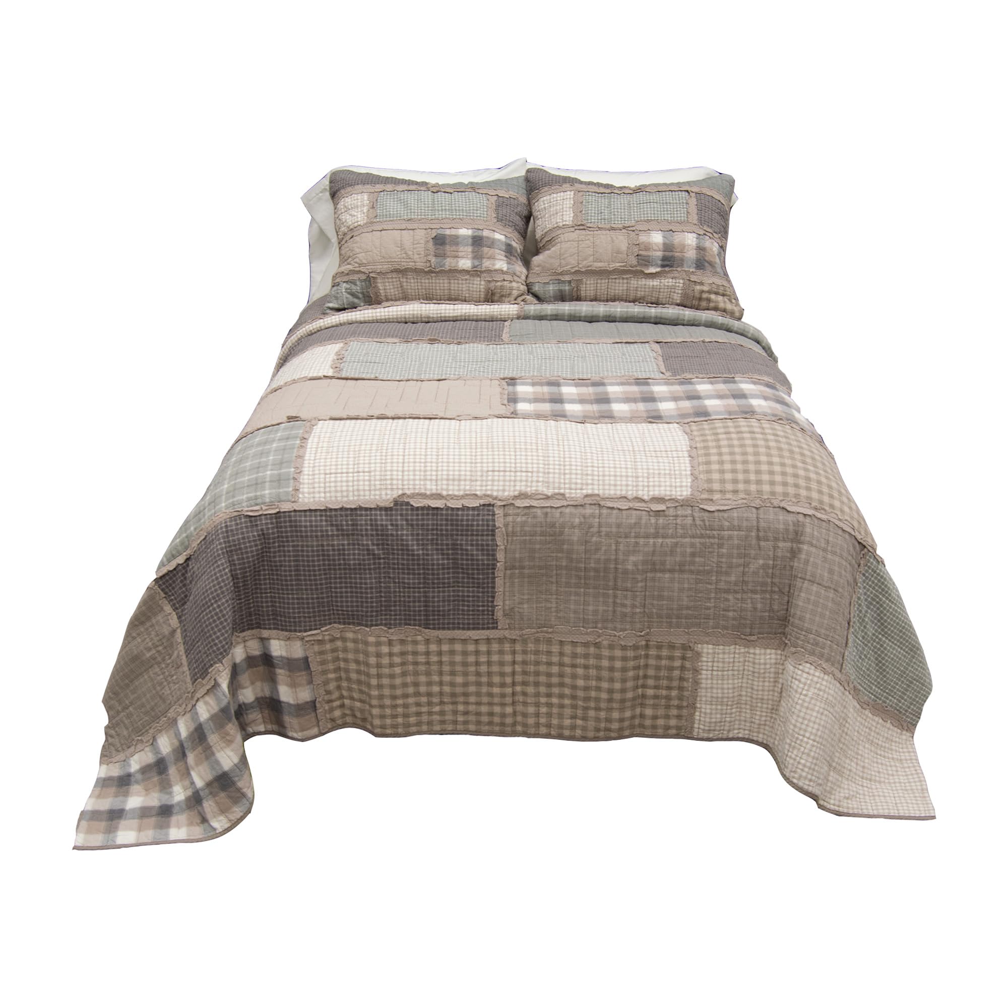 Donna Sharp King Size Bedding Set - 3 Piece Cotton Quilt Set with King Quilt & 2 Standard Pillow Shams - Smoky Cobblestone Modern Design - Machine Washable - Perfect for Master Bedroom, Guest Room & Luxury Hotel Decor