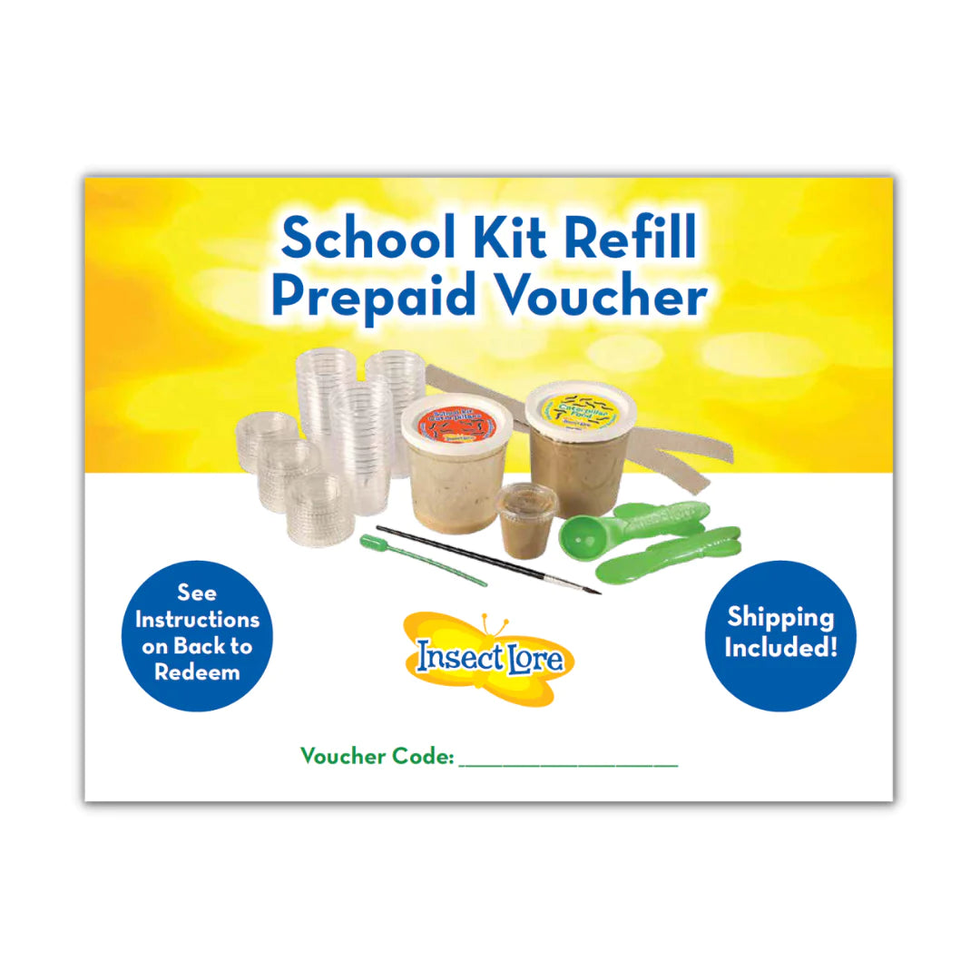 Insect Lore School Kit Refill - Prepaid Digital Voucher for Butterfly Life Cycle Science Projects - Perfect for Classroom STEM Activities & Homeschool Learning