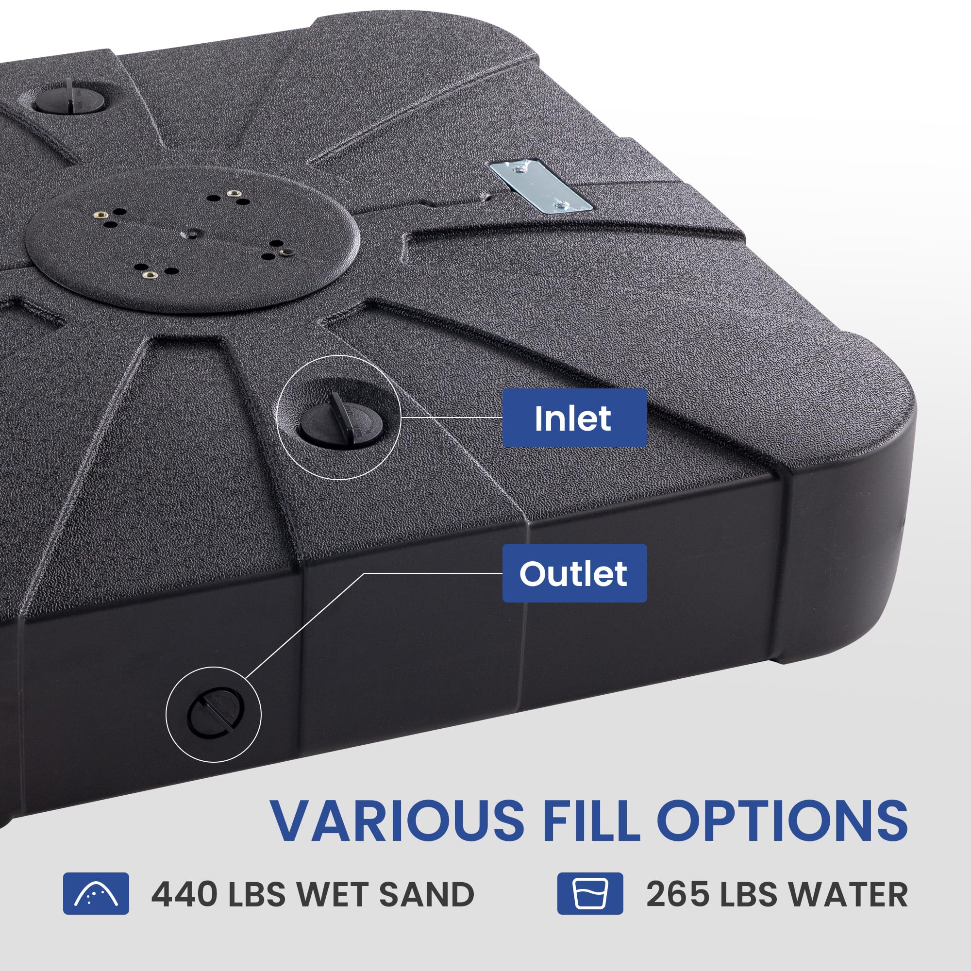 Heavy Duty 265 lbs Cantilever Outdoor Patio Umbrella Base with 4 Wheels - Large Offset Umbrella Stand for Garden, Deck, Pool & Backyard - Water or Sand Filled (34 Inches) | Perfect for Shade Solutions in Outdoor Living Spaces
