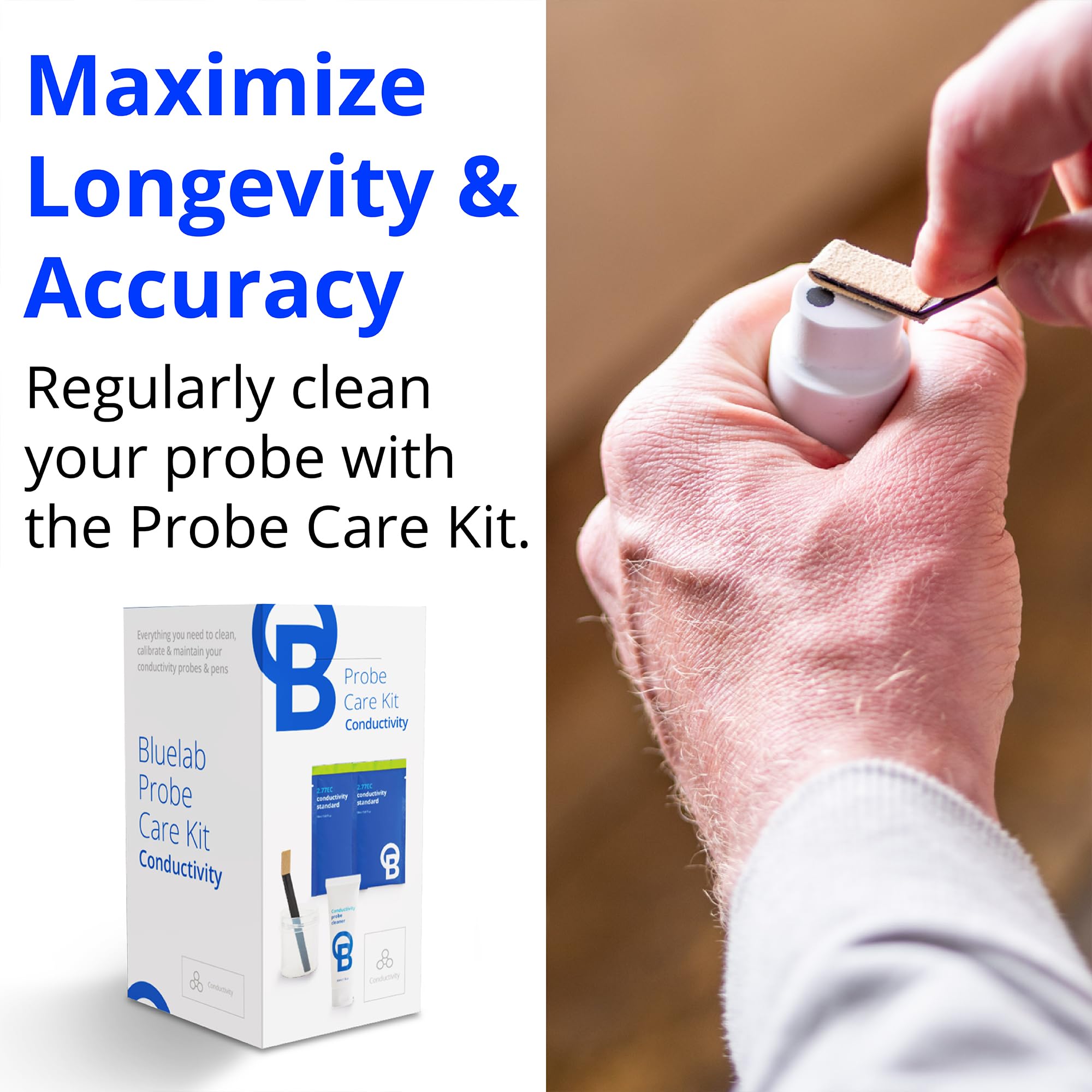 Bluelab Conductivity Pen Meter & Probe Care Kit - Water, Temperature, Nutrient Tester (CF, EC, PPM 500/700) with EC Solution & Cleaner for Hydroponics, Indoor Plants, Greenhouses & Aquariums