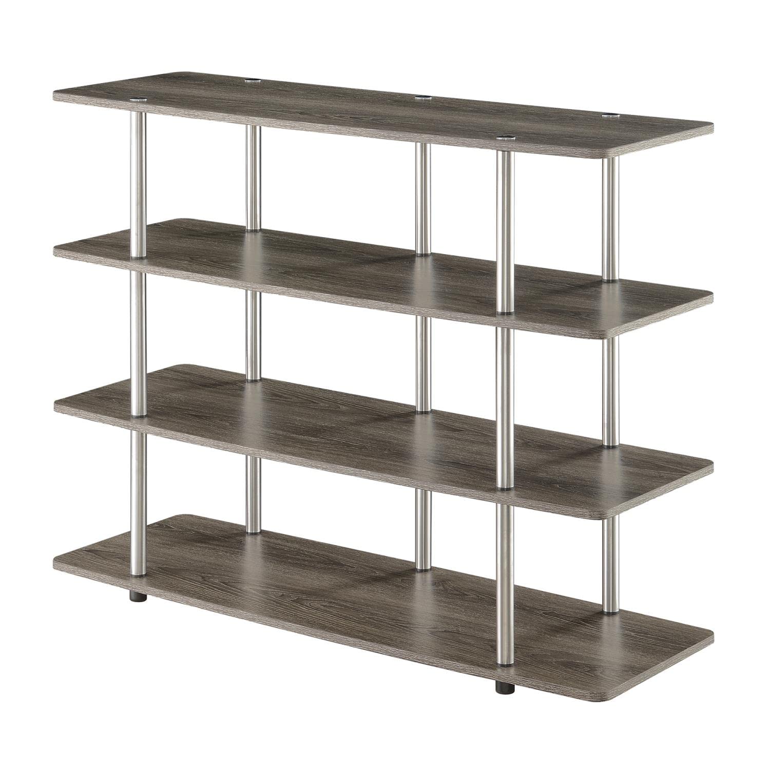 Convenience Concepts Designs2Go No Tools XL Highboy 4-Tier TV Stand Entertainment Center - 55 Inch Modern TV Console with Open Shelves for Living Room & Family Room - 47.25