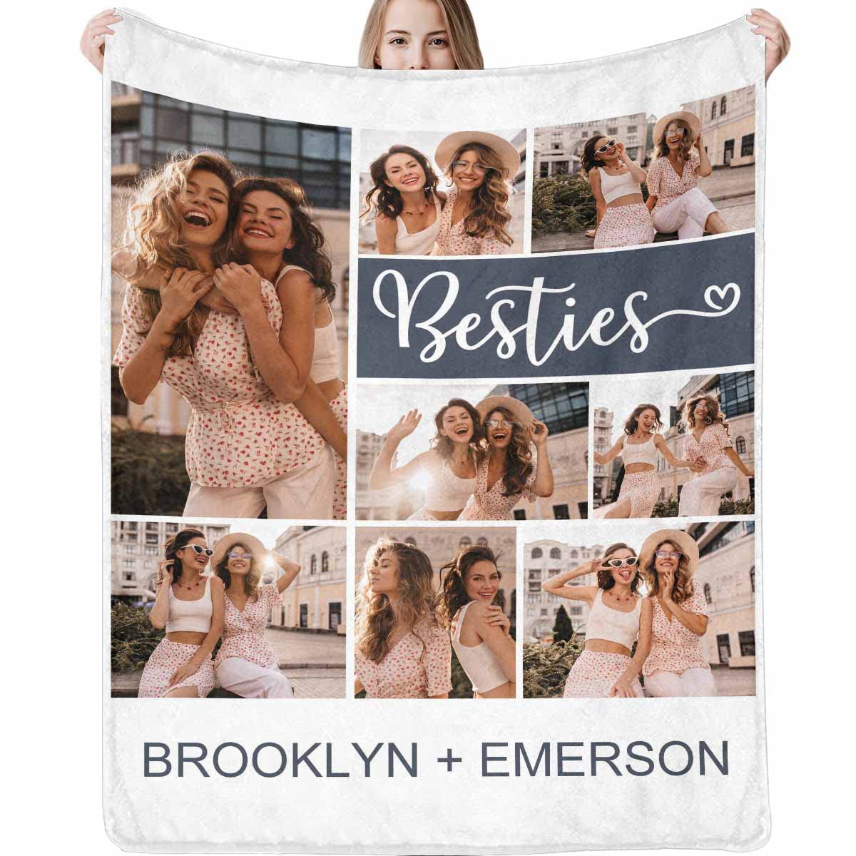 Personalized Best Friends Photo Blanket - Custom Fleece Throw 50