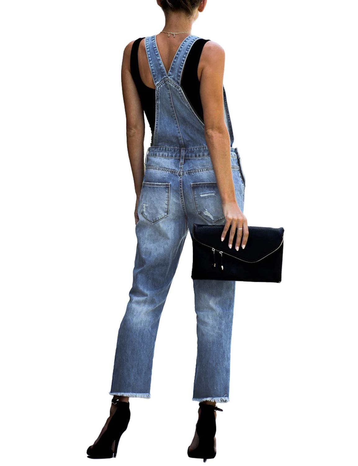 Luvamia Women's Casual Stretch Adjustable Denim Bib Overalls - High Waist Comfort Jeans Pants Jumpsuit for Work, Outdoor & Daily Wear
