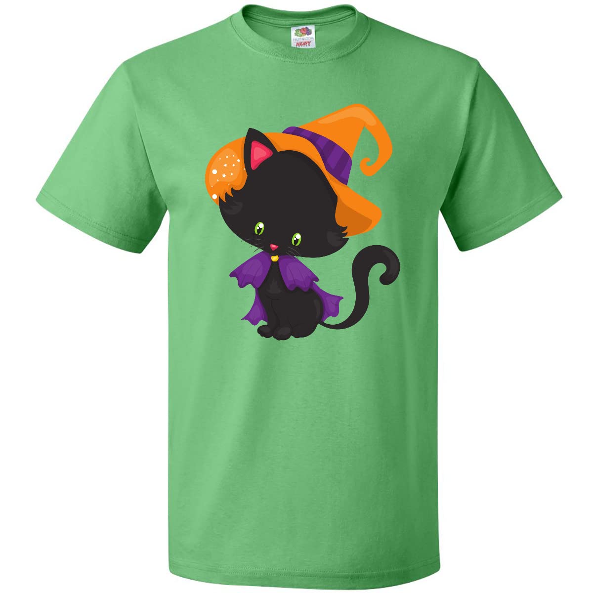 Inktastic Halloween Cat T-Shirt - Cute Black Cat with Witch Hat Design | Perfect for Halloween Costumes, Parties & Gifts