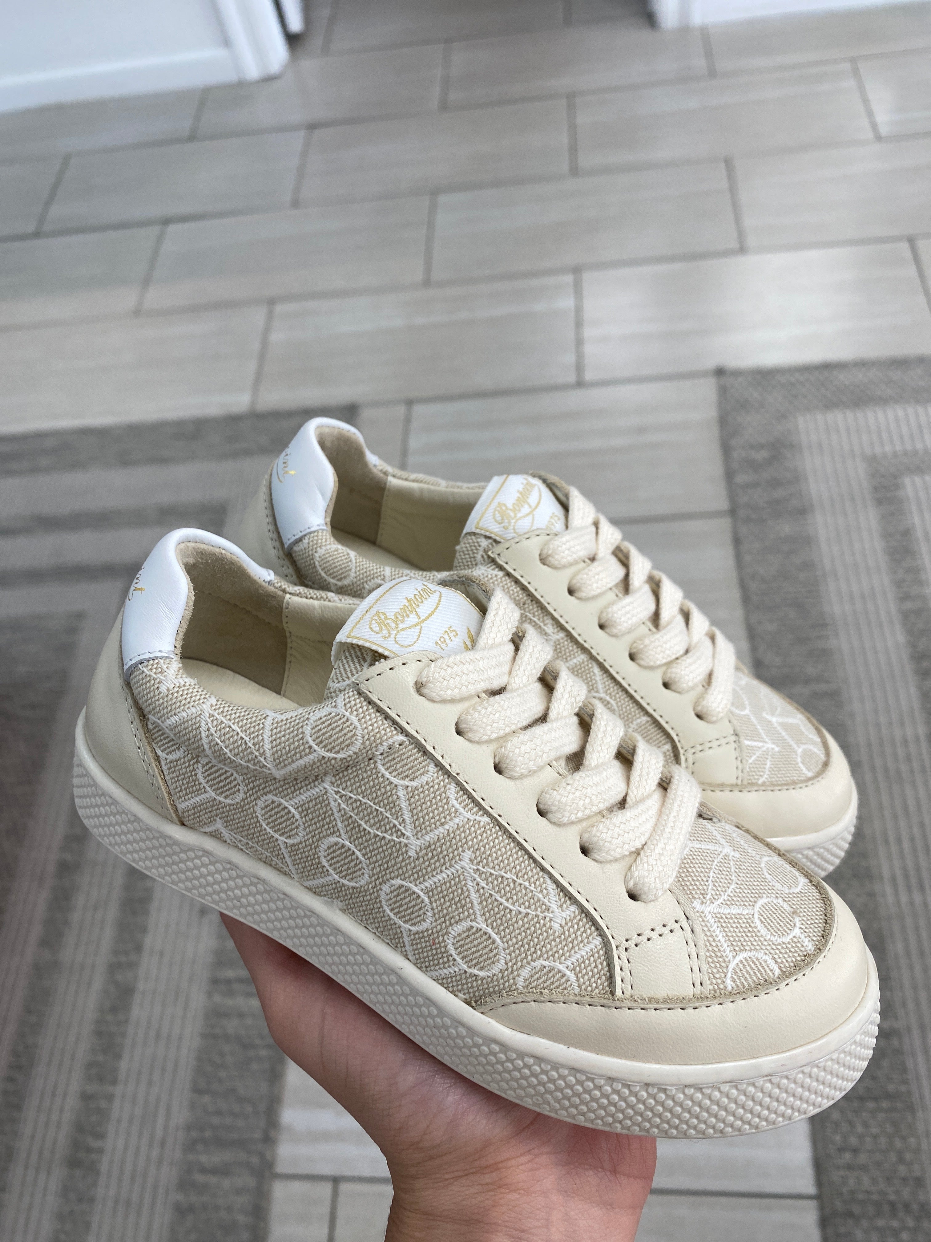 Bonpoint Cherry Print Lace Sneakers for Girls - Fashionable Kids' Shoes for School, Play & Special Occasions