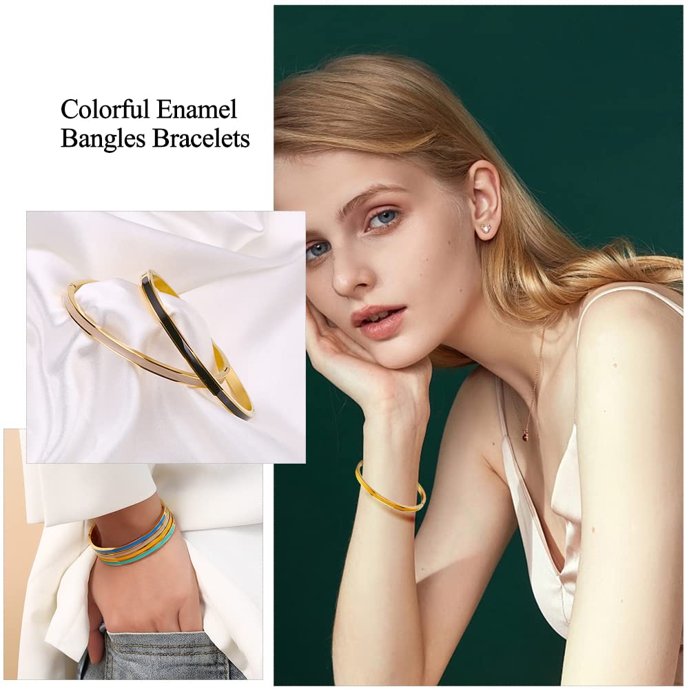 Godyce Love Friendship Bracelet for Women - Colorful Orange Enamel Bangle, Stainless Steel Jewelry with Gift Box | Perfect for Parties, Birthdays, and Everyday Fashion Accessories
