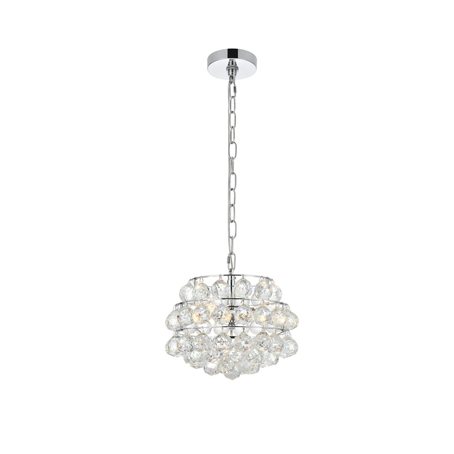 12 Inch Chrome Savannah Modern Pendant Light - Bright Indoor Ceiling Fixture for Living Room, Kitchen & Bedroom Decor