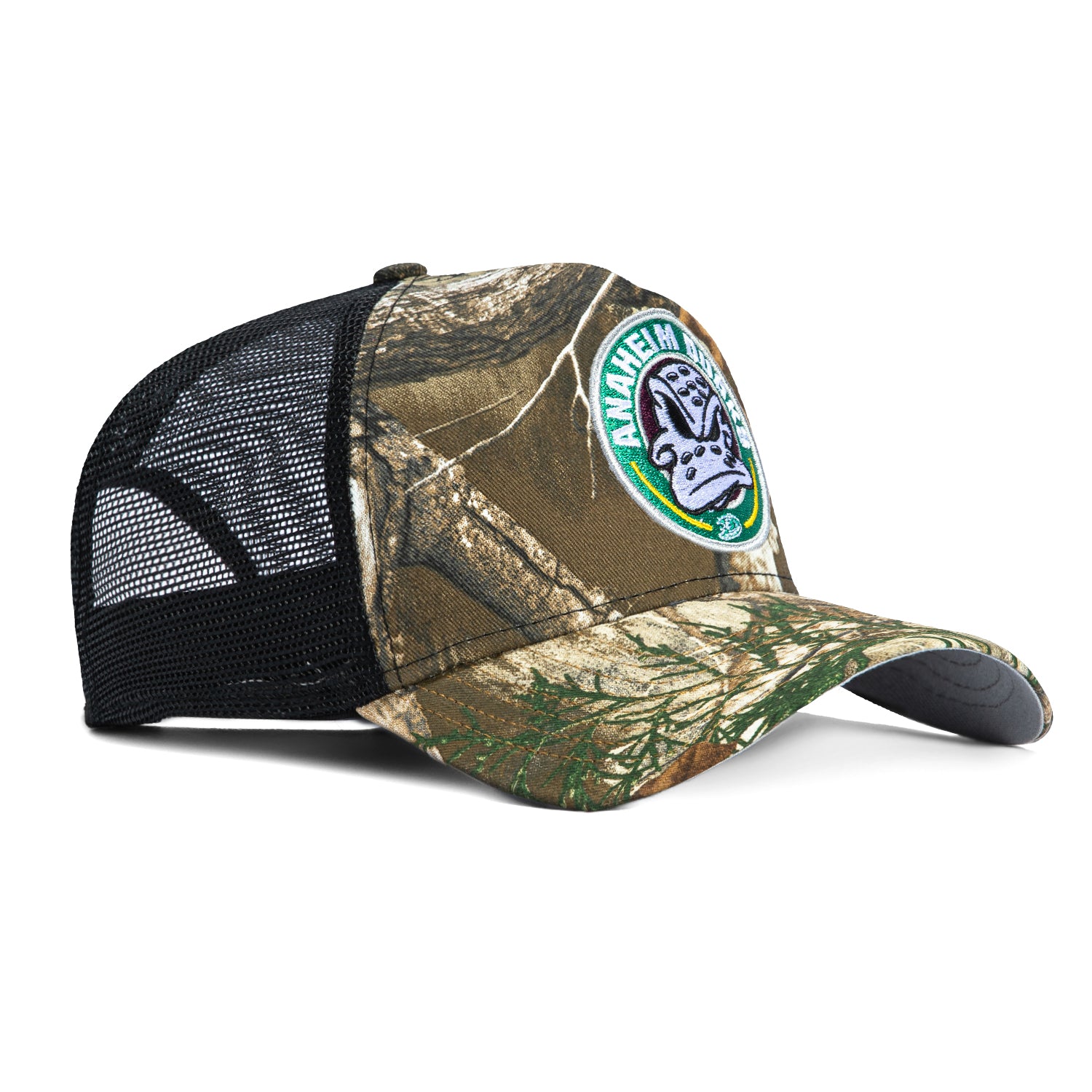 New Era 9Forty A-Frame Anaheim Ducks Snapback Trucker Hat - Realtree Camo & Black | Adjustable Baseball Cap for Men & Women | Perfect for Sports Fans, Outdoor Activities & Casual Wear