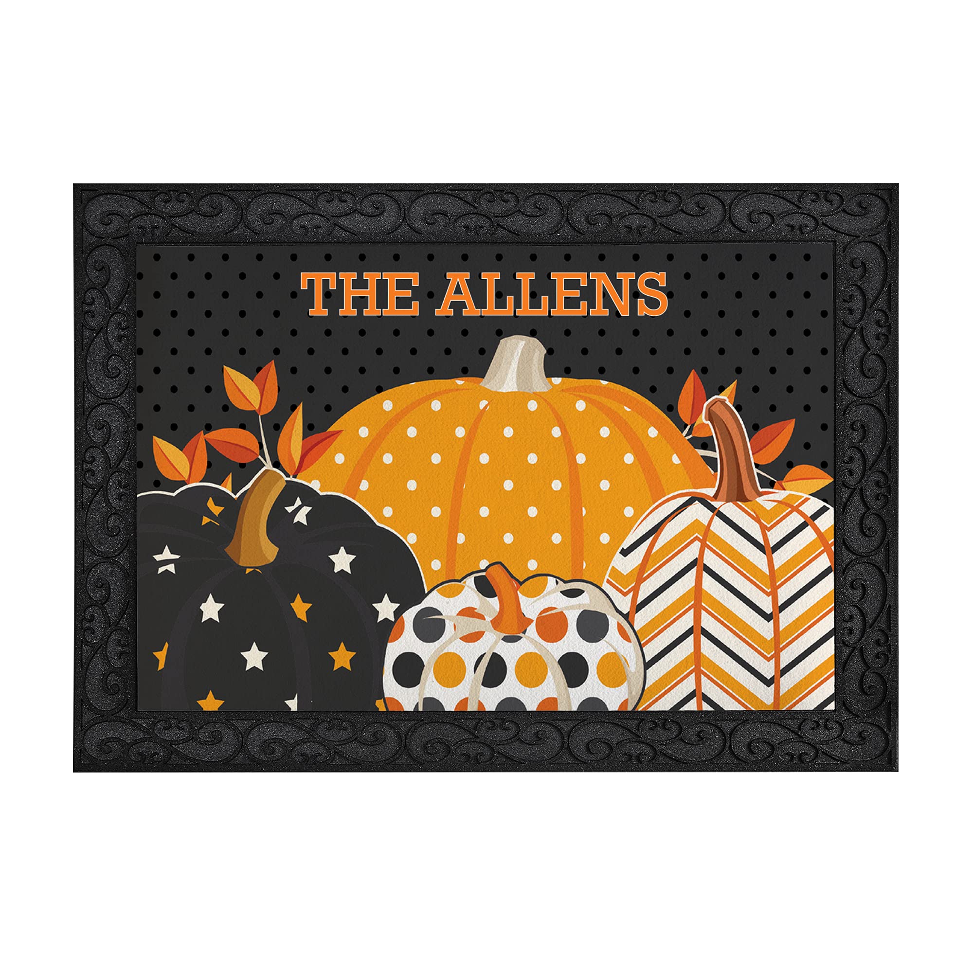 Personalized Halloween Pumpkin Doormat 24x36 Inches - Custom Message Welcome Mat with Holder - Fall & Thanksgiving Decor for Front Door - Perfect for Seasonal Home Decor & Gift Giving