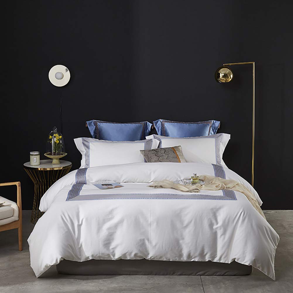 Luxury Satin Bedding Set - 4 Piece Queen Size Bed Sheet Set with Duvet Cover & Pillowcases - Soft & Breathable Bed Linen for Wedding, Master Bedroom & Guest Room - Elegant Home Decor for All Seasons