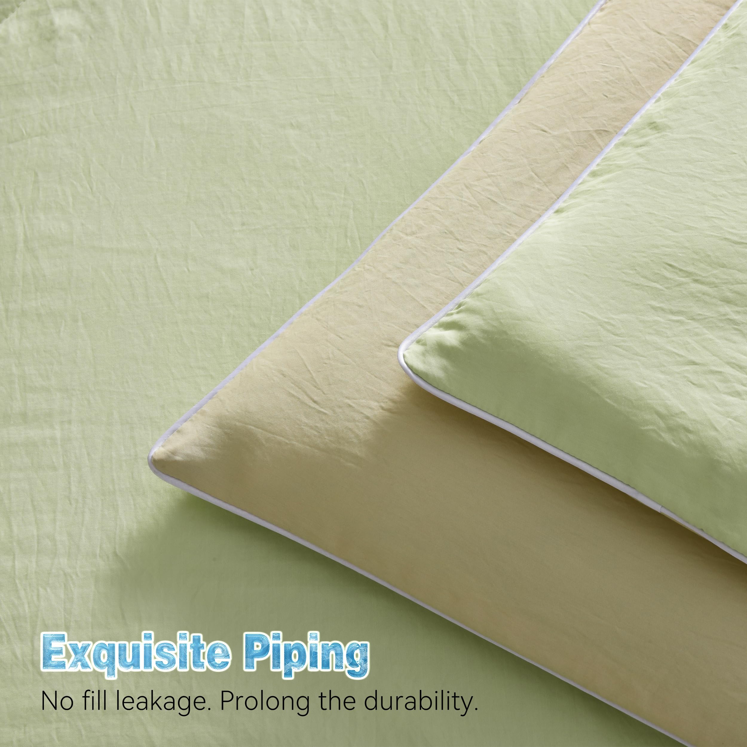 Cooling Summer Blanket - Reversible Breathable Lyocell Blend Quilt | Light Green & Cream | 106x90 Inches | Machine Washable - Perfect for Hot Sleepers, Bedroom & Outdoor Use