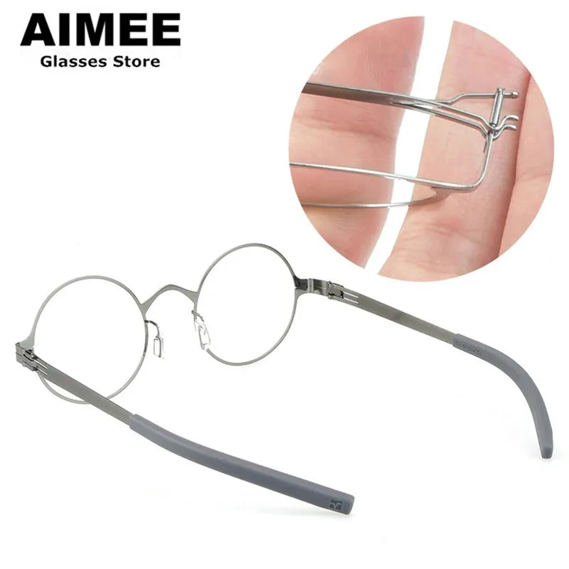 Aimee Women's Full Rim Round Screwless Steel Eyeglasses Frame 1176 - Lightweight Comfortable Eyewear for Reading, Work & Fashion Accessories
