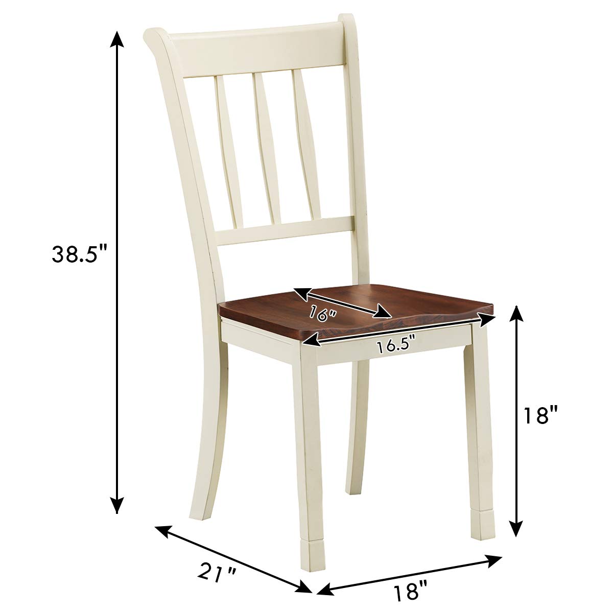 Giantex Solid Rubber Wood Dining Chairs Set of 2 - Armless Kitchen Chairs with Sturdy Frame, Easy Assembly Side Chairs for Farmhouse Dining Room - Perfect for Kitchen, Breakfast Nook & Small Space Dining