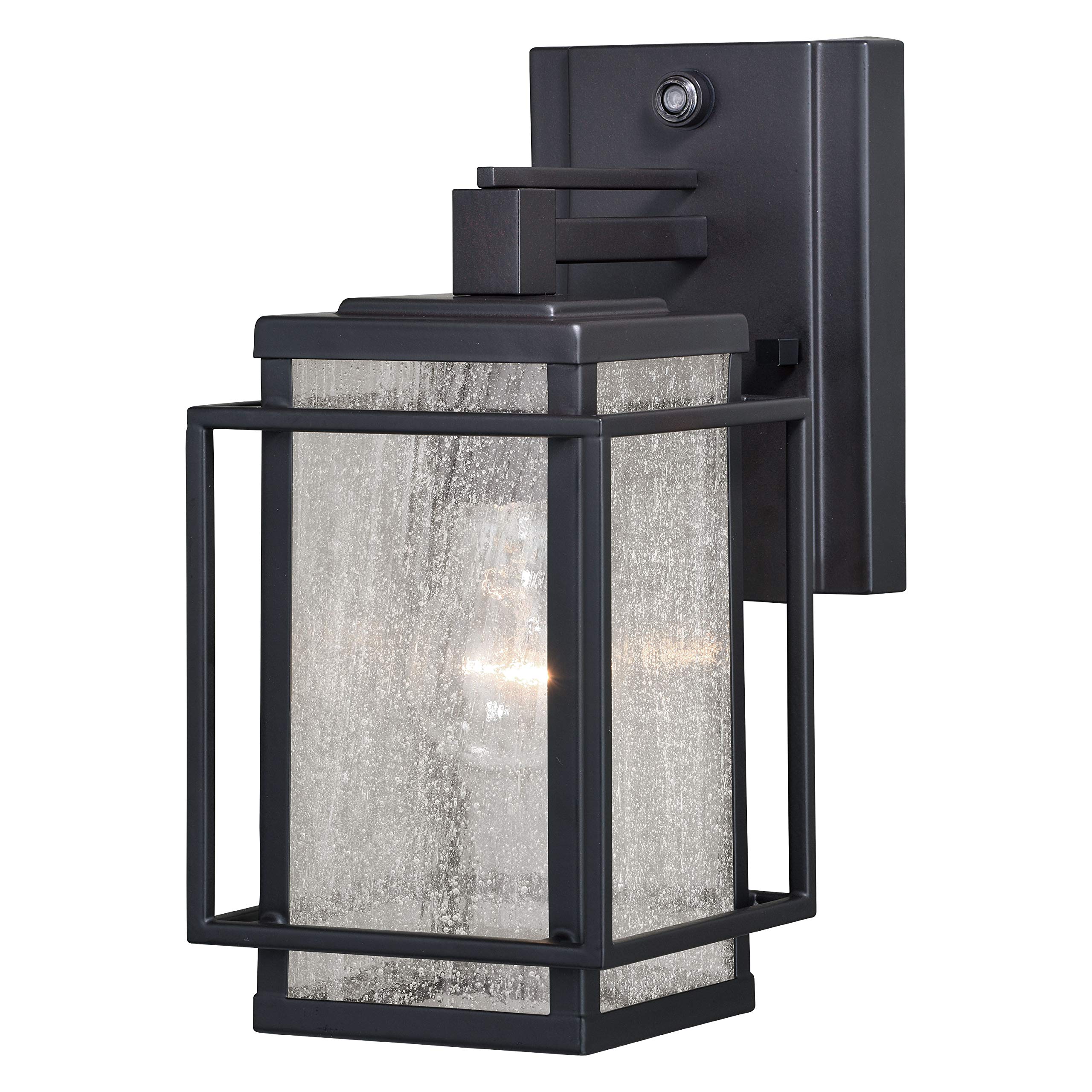 VAXCEL Hyde Park 1-Light Bronze Outdoor Wall Lantern with Clear Glass - Dusk to Dawn Sensor - Perfect for Porch, Patio, Garden & Entryway Lighting