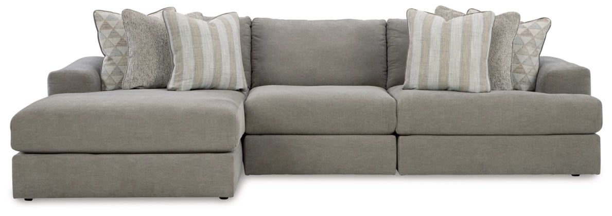Avaliyah 3-Piece Sectional Sofa with Left-Hand Facing Chaise in Ash Gray - Modern Living Room Furniture for Small Spaces & Apartments