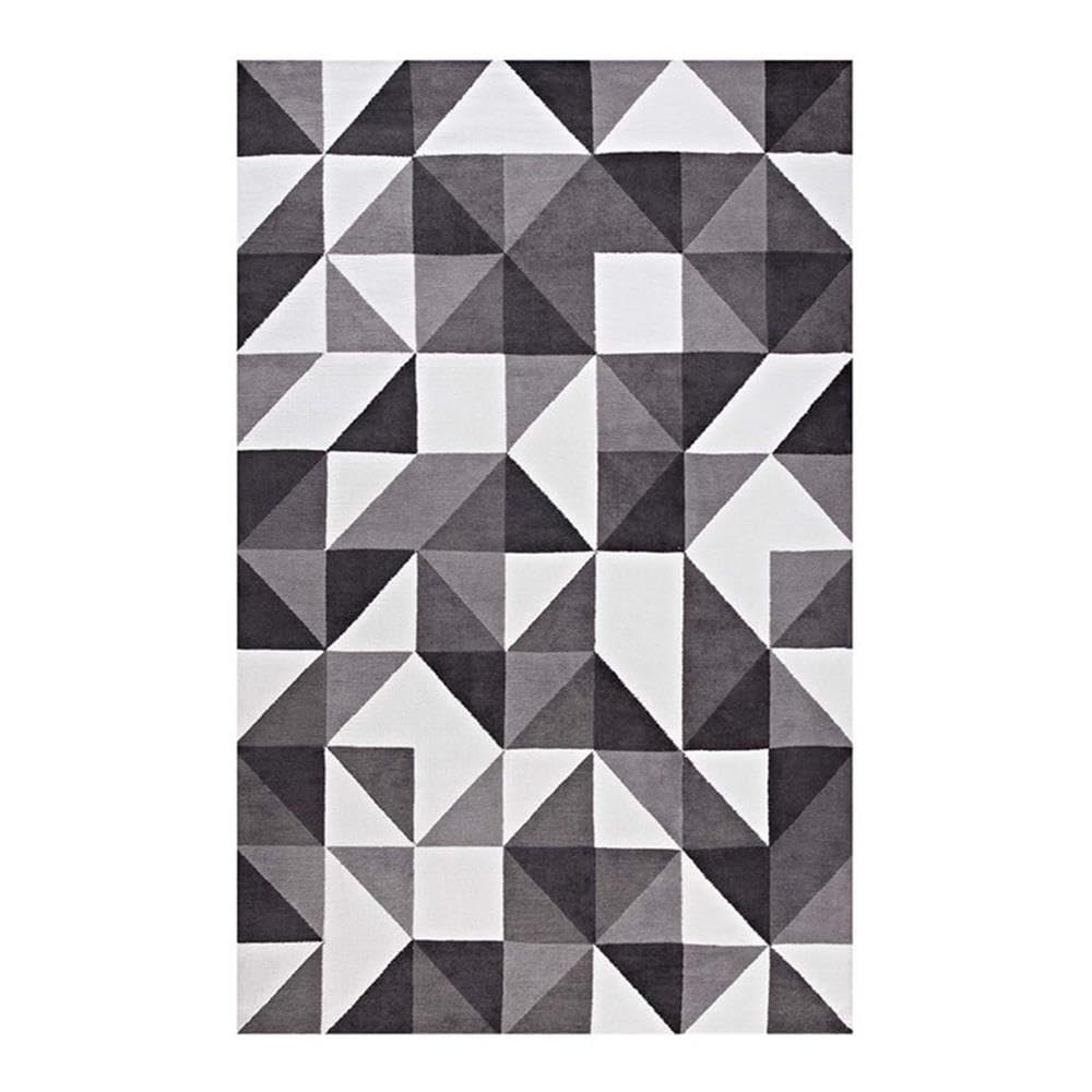 Modway Kahula Geometric Triangle Mosaic 8x10 Area Rug - Black, Gray & White Modern Abstract Design - Perfect for Living Room, Bedroom or Office Decor