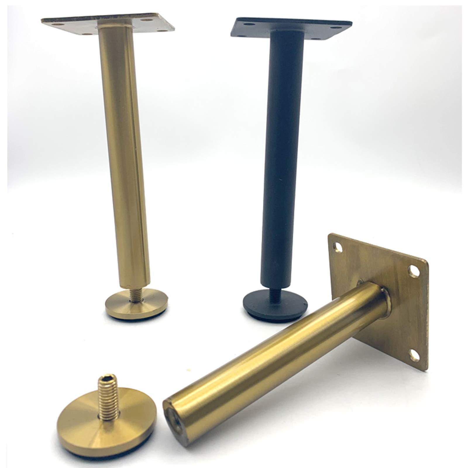 Adjustable Mid Century Modern Metal Desk Legs - 21cm Gold Home Office & Kitchen Table Chair Legs - Durable Computer Desk Furniture Supports for Workstations & Dining Areas