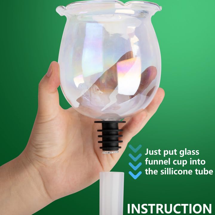 EBaokuup 59 Inch Flower Shape Christmas Tree Watering System - Laser Glass Tree Watering Funnel with 5 Ft Silicone Hose & Retaining Straps - Long Funnel Waterer for Indoor & Outdoor Plants - Perfect for Holiday Decor, Garden Care, and Easy Plant Maintenance