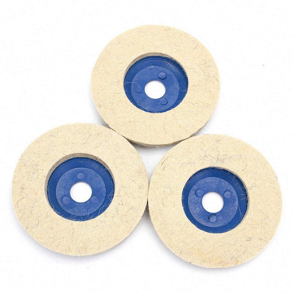 3pcs 100mm (4inch) Wool Buffing Wheels for Metal Polishing - Felt Grinding & Polishing Discs Set (Blue) - Perfect for Jewelry, Automotive & DIY Metal Polishing Projects