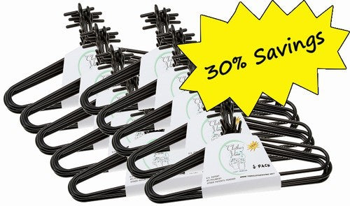 50 Pack Black Plastic Clothes Hangers - Heavy Duty Non-Slip Garment Hangers for Closet Organization, Wardrobe Storage & Retail Display