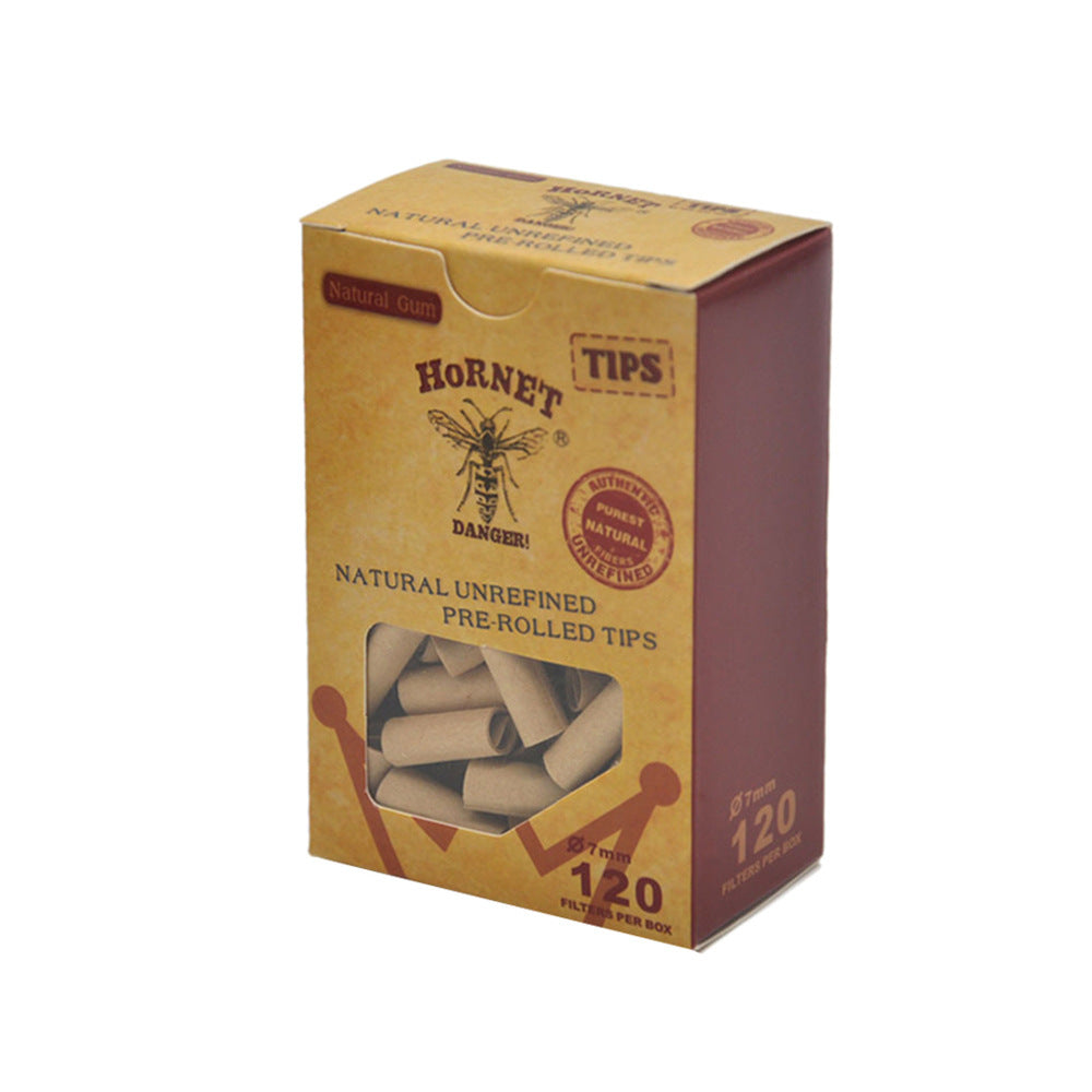 Hornet 7mm Natural Pre-Rolled Tips for Rolling Papers - 120 Count per Roll | Perfect for DIY Cigarettes & Joint Rolling at Home