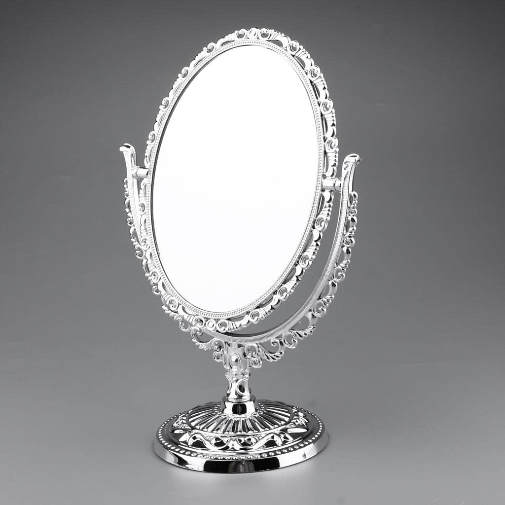 Trendy Retail® Free Standing Retro Antique Makeup Cosmetic Mirror - Oval Vanity Mirror with Adjustable Tilt for Dressing Table, Bathroom & Bedroom Decor