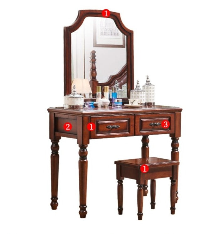 CHARLOTTE Hilton American Country Style Vanity Dressing Table with Mirror - Perfect for Bedroom Makeup & Jewelry Organization