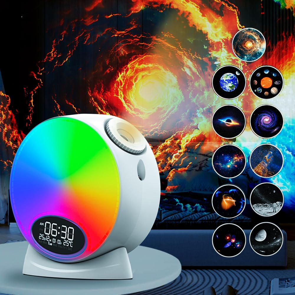 Smart Galaxy Star Projector - 13-in-1 HD Planetarium Night Light with Alarm Clock & Timer | Perfect for Bedroom, Gaming Room, Home Theater & Meditation Space | Creates Stunning Starry Night Atmosphere for Relaxation, Sleep & Entertainment